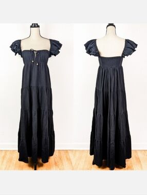 NWT Bali ELF Nymph Linen Maxi Dress, Black, Size Small